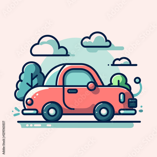 A flat design illustration of a luxury car, using minimalist elements to convey sophistication and modernity. Perfect for premium automotive advertisements.