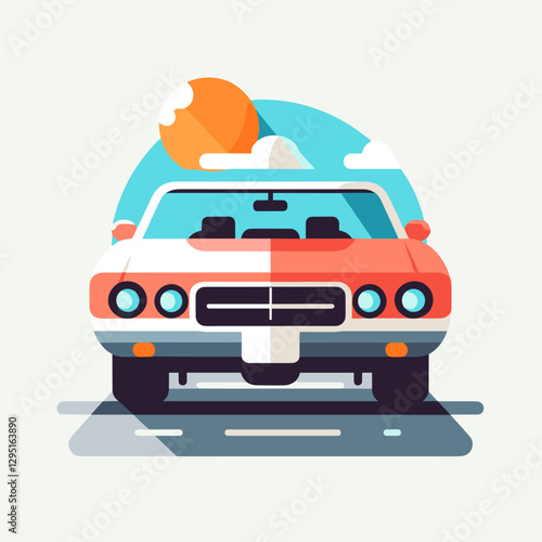 A flat design illustration of a luxury car, using minimalist elements to convey sophistication and modernity. Perfect for premium automotive advertisements.