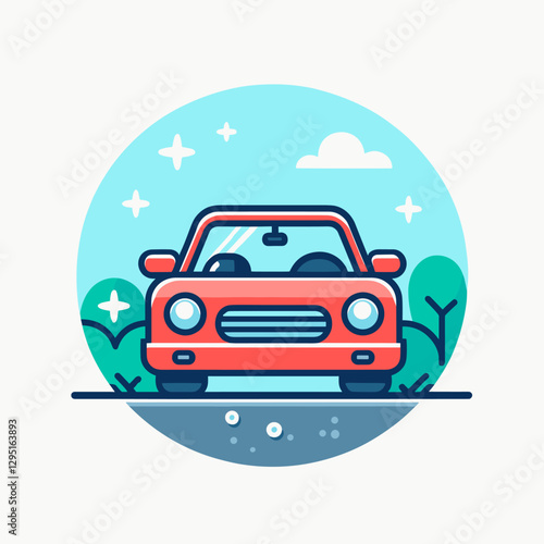 A flat design illustration of a luxury car, using minimalist elements to convey sophistication and modernity. Perfect for premium automotive advertisements.