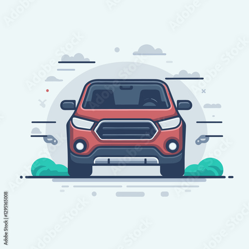 Wallpaper Mural Red vehicle illustration showcasing a modern car design with stylized elements, perfect for automotive blogs, transportation graphics, or advertising visuals. Torontodigital.ca
