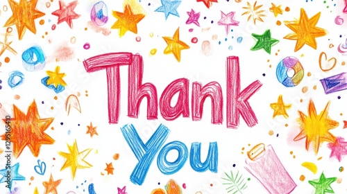 Colorful Thank You Note with Stars and Creative Designs