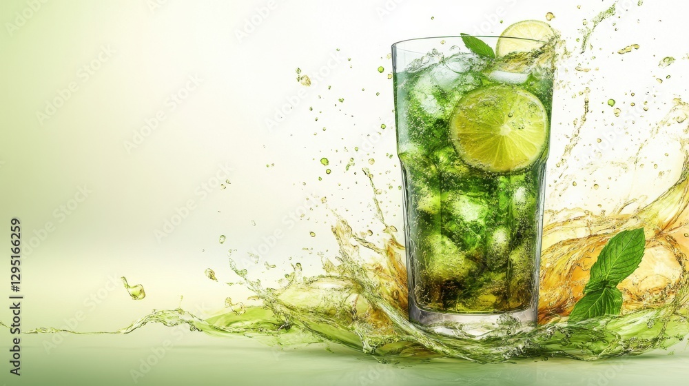 Fototapeta premium green soft drink isolated on transparent background
