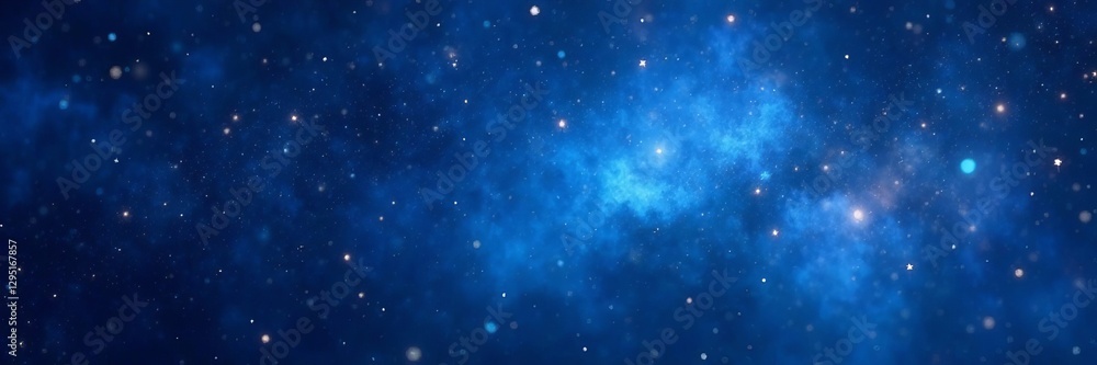 Obraz premium Dark blue cosmic backdrop with glittering stars and ethereal light, astronomy, night