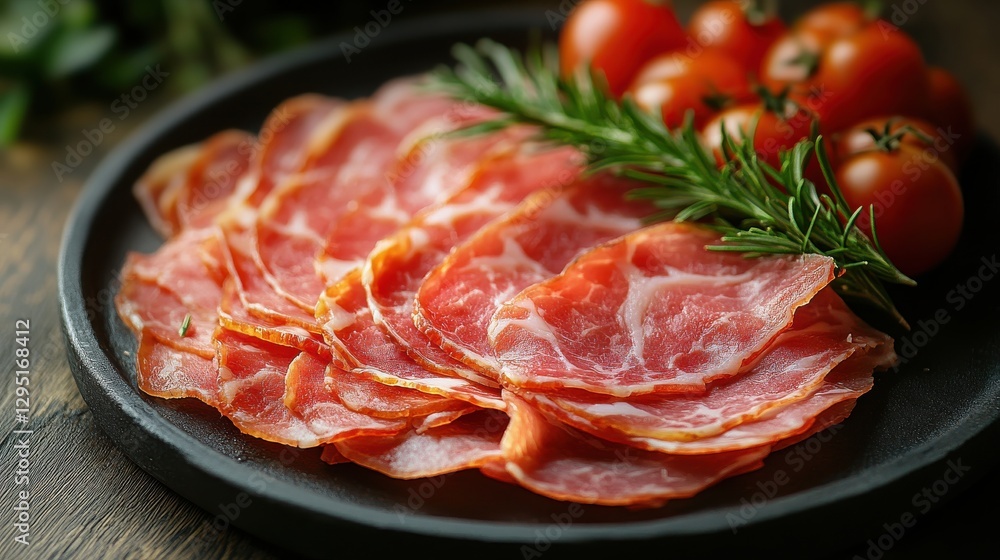 ham slices circle isolated,studio background ham slices circle isolated,studio background