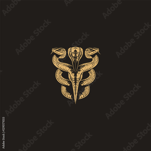 Three headed snake design vector template illustration