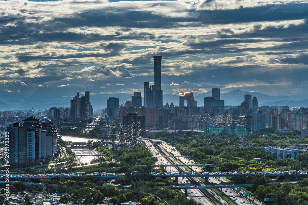 Fototapeta premium The urban context and skyline landscape of Beijing, China
