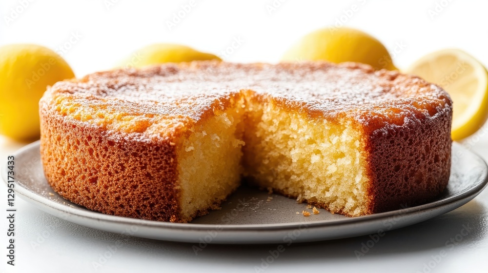 lemon drizzle cake isolated on transparent background lemon drizzle cake isolated on transparent background