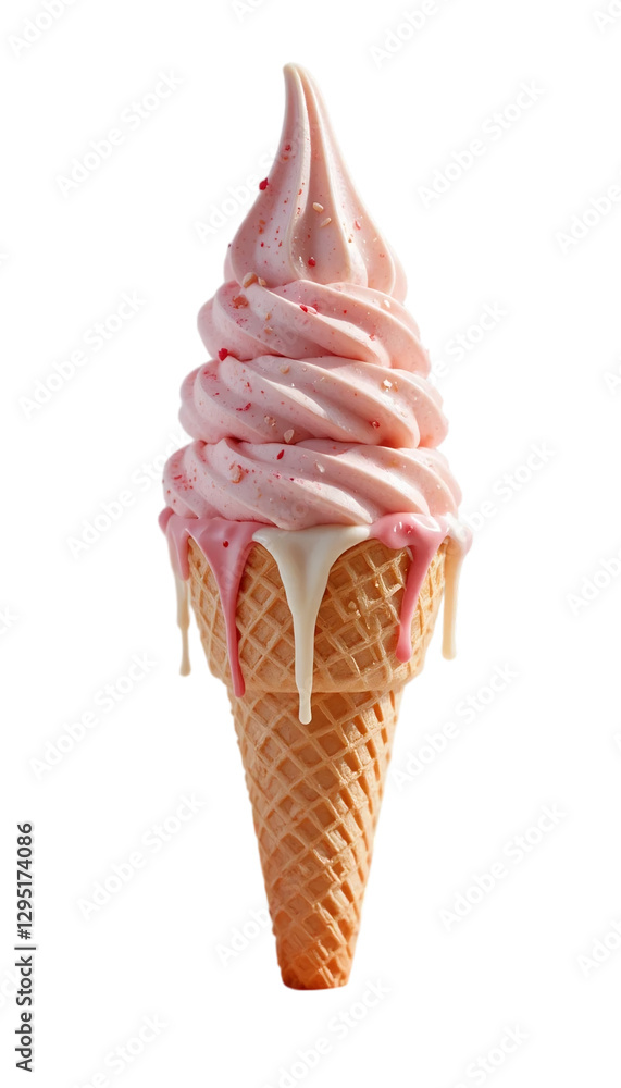 Vanilla and Strawberry Italian ice cream isolated on white background Vanilla and Strawberry Italian ice cream isolated on white background