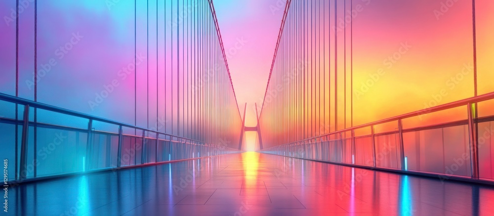 Fototapeta premium Neon Bridge Tunnel Vivid Colors