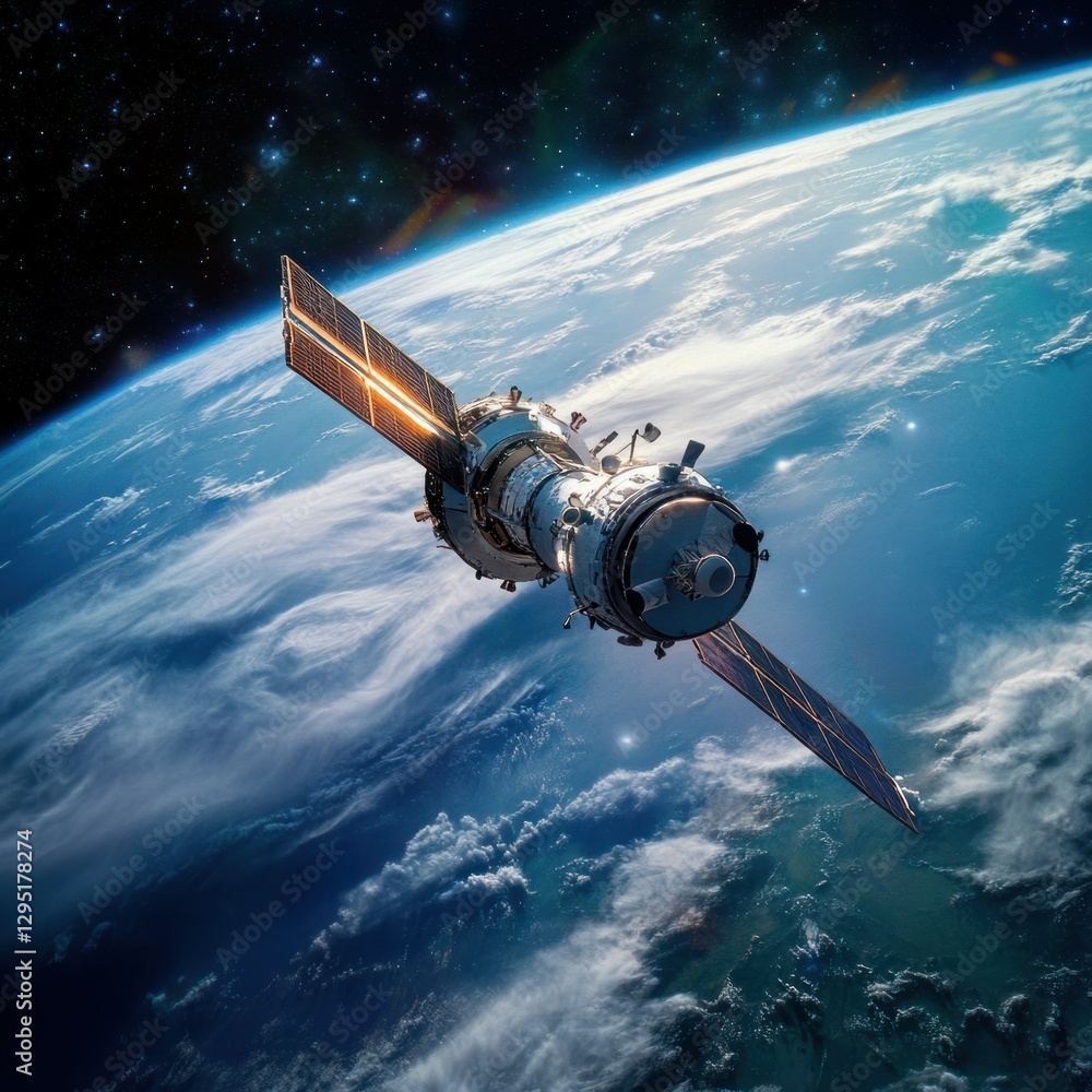 Obraz premium Studio shot of a satellite deployment from a spacecraft, isolated with soft lighting, creating a professional and versatile look, capturing the moment of release