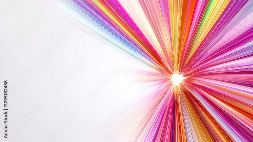 ** Vibrant Abstract Light Burst with Multicolored Rays on a White Background for Dynamic and Energetic Design Concepts..** ** Vibrant Abstract Light Burst with Multicolored Rays on a White Background for Dynamic and Energetic Design Concepts..**