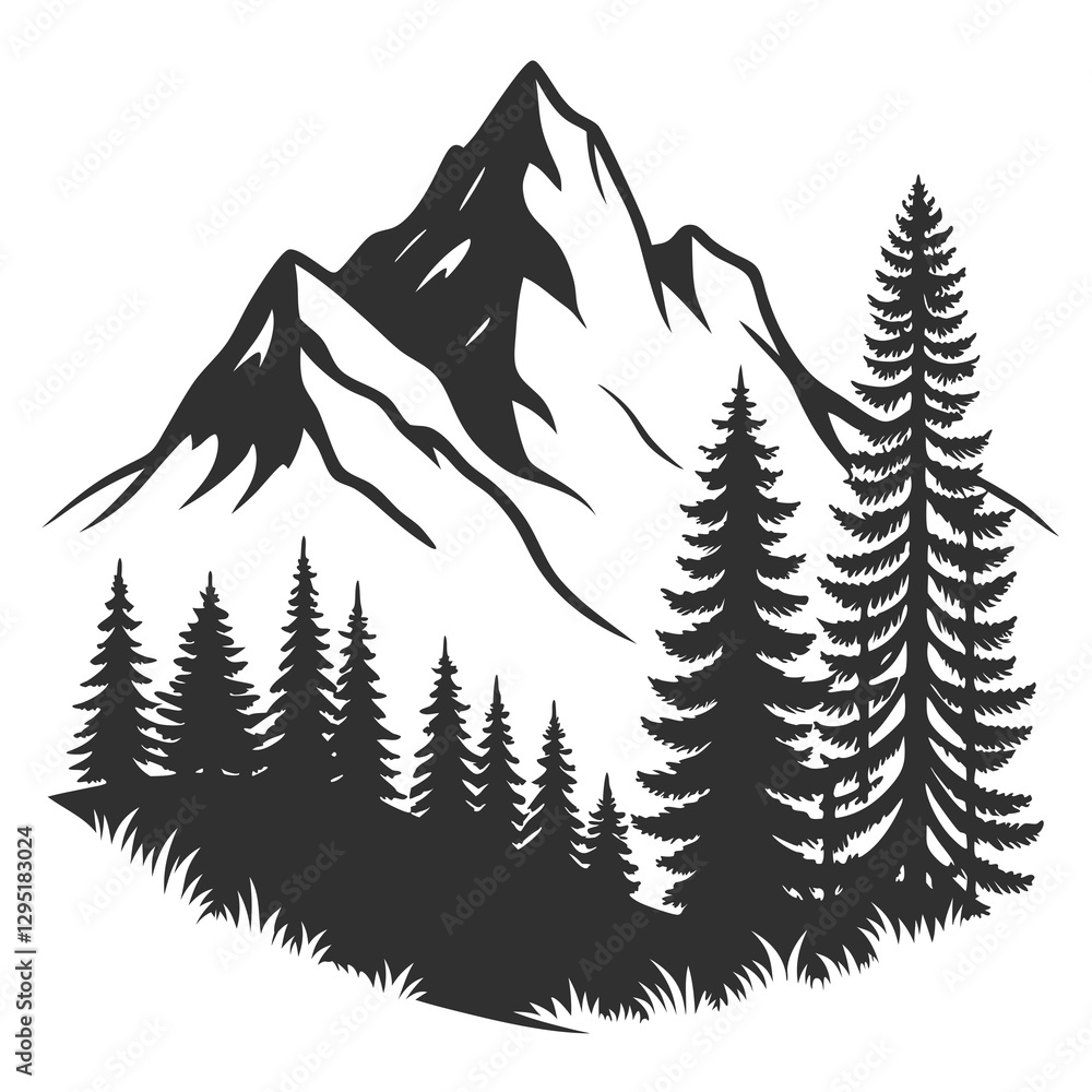 Obraz premium Mountain silhouette vector illustration