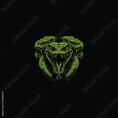 Three headed snake design vector template illustration