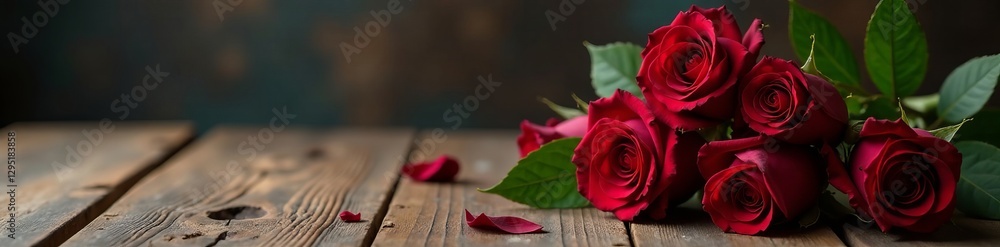 Elegant bouquet of deep burgundy roses on a rustic wooden table, arrangement, rustic, table Elegant bouquet of deep burgundy roses on a rustic wooden table, arrangement, rustic, table