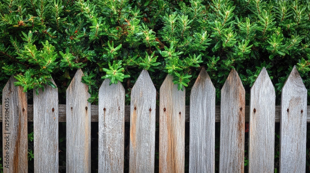 Cat's milk shrubs arranged as a decorative and functional garden fence. Cat's milk shrubs arranged as a decorative and functional garden fence.