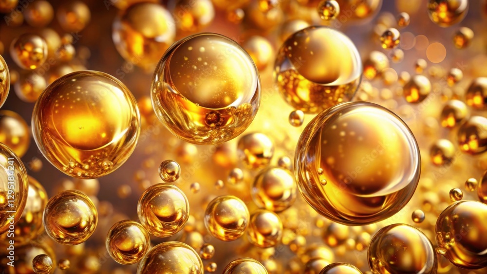 Golden Bubbles Floating in a Dreamy Abstract Background Golden Bubbles Floating in a Dreamy Abstract Background