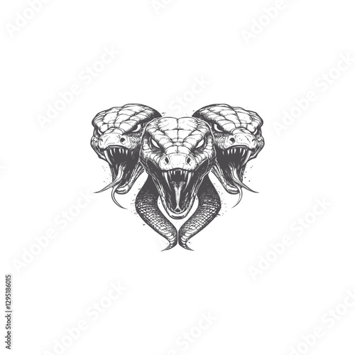 Three headed snake design vector template illustration