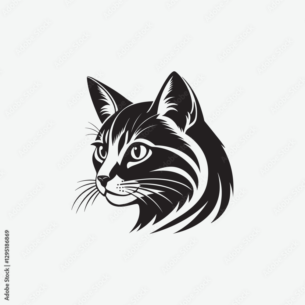 Fototapeta premium Explore a stunning collection of cat face vector designs perfect for logos, illustrations, and more. Download high-quality, customizable vectors for your creative projects.