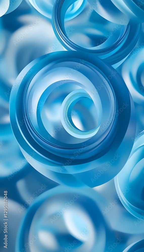 Abstract image featuring swirling layers and shades of blue color Abstract image featuring swirling layers and shades of blue color