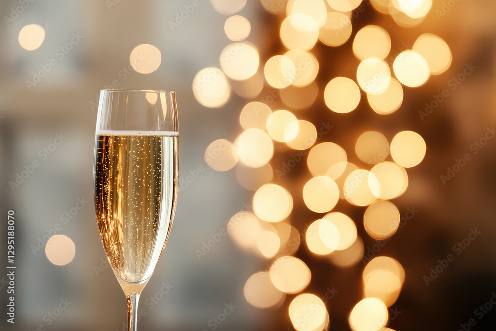 sparkling glass of champagne against backdrop of glowing lights creates festive atmosphere perfect for celebrations sparkling glass of champagne against backdrop of glowing lights creates festive atmosphere perfect for celebrations