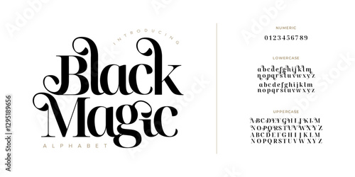 Blackmagic typography beauty fashion elegant minimalist serif italic fonts decorative wedding vintage retro logos. Minimal luxury font alphabet logo. Vector illustration