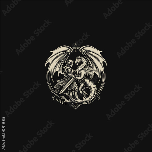 Dragon knight design vector template illustration