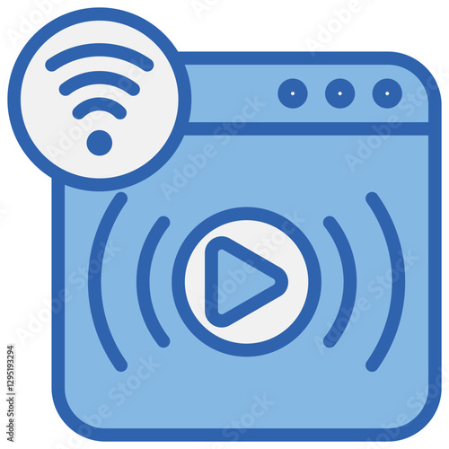 Live Stream Blue White Icon