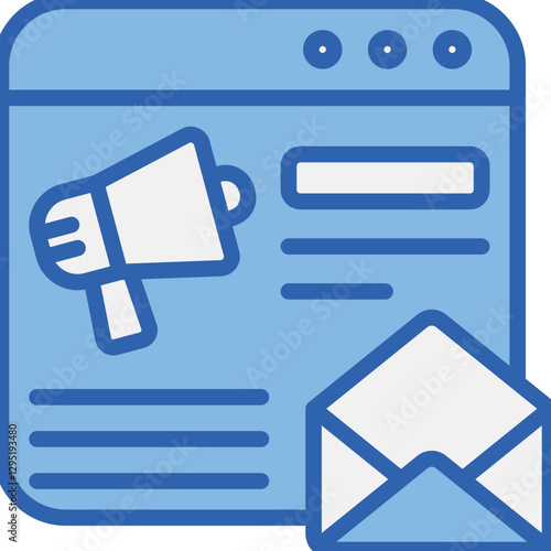 Email Campaign Blue White Icon
