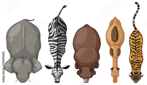 Aerial View of Diverse Wild Animals