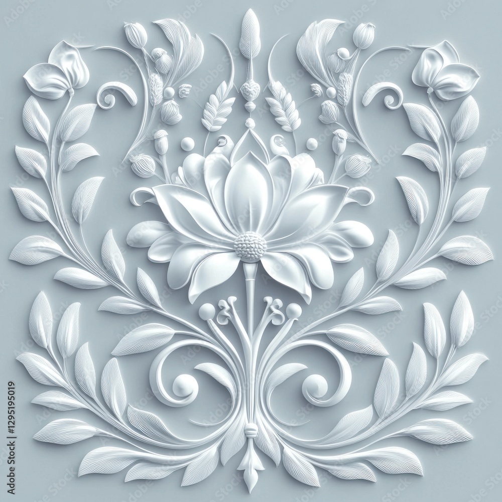 Fototapeta premium Ornate floral bas-relief design