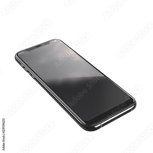 A modern smartphone with a black bezel, realistic screen