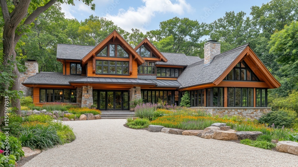 Modern Log Cabin Home in Woodland Setting Modern Log Cabin Home in Woodland Setting