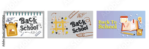 Back to school features a tic tac toe game with scribbles and light bulbs.