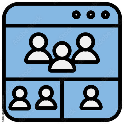 Breakout Room Blue Black Icon