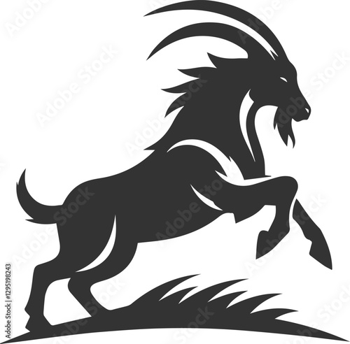 Goat bracing itself, preparing to attack animal vector silhouette