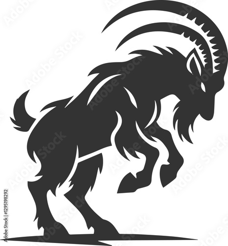 Goat bracing itself, preparing to attack animal vector silhouette