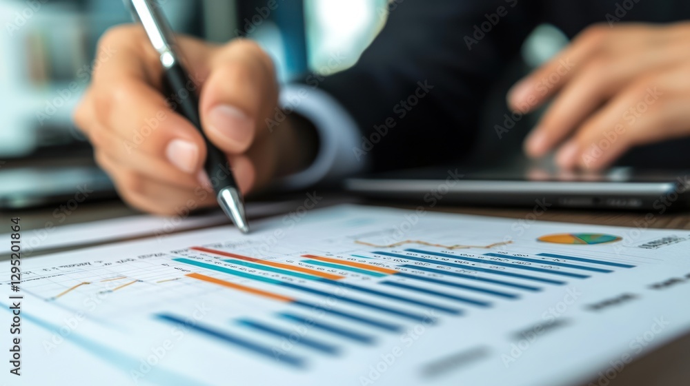 Business Professional Analyzing Financial Data with Graphs and Charts Business Professional Analyzing Financial Data with Graphs and Charts