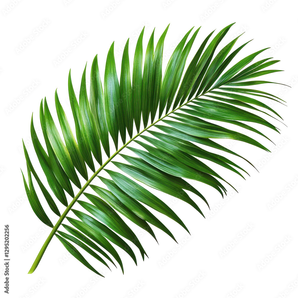 Fototapeta premium A vibrant green palm leaf symbolizing tropical beauty and nature's elegance. transparent background