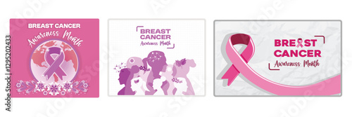 Breast Cancer Awareness Month celebration with a woman's silhouette and pink ribbon.