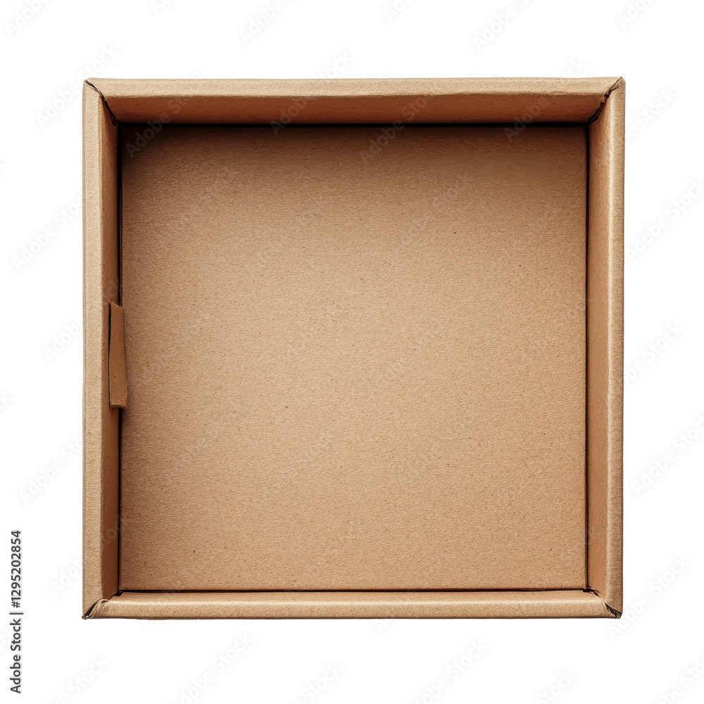 Fototapeta premium A plain, empty cardboard box ready for packaging or storage of items. transparent background