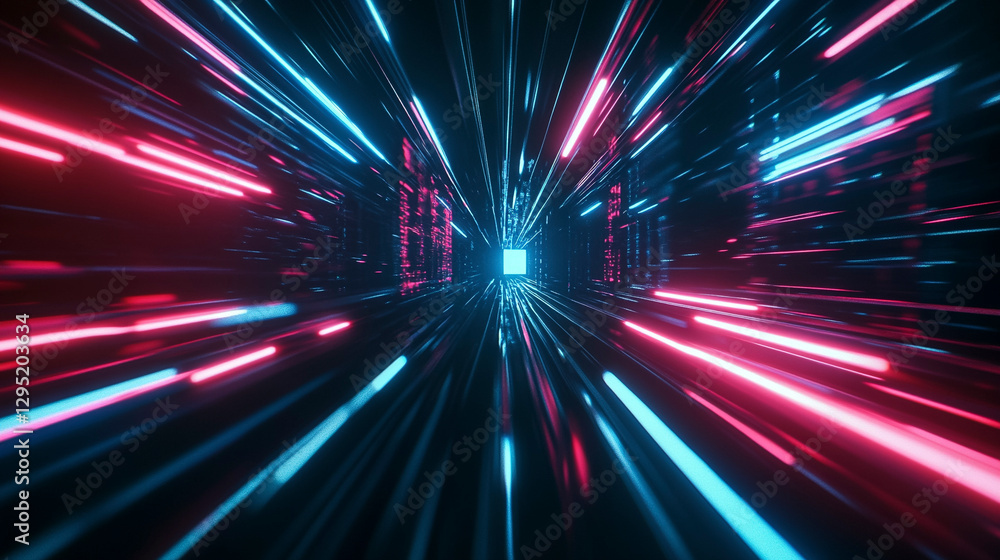 High-Tech Digital Waves in Vibrant Blue and Red Against Black High-Tech Digital Waves in Vibrant Blue and Red Against Black