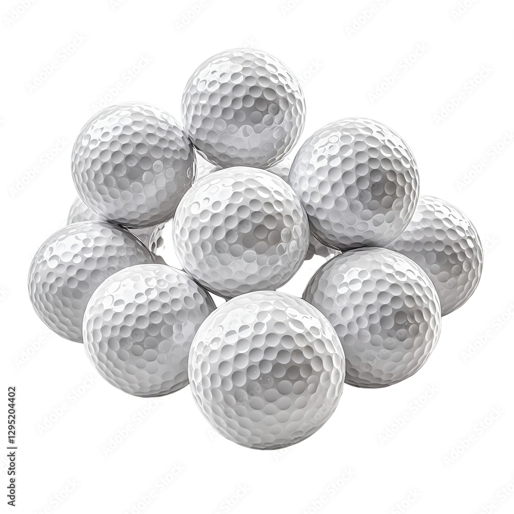 White Golf Balls Pile Sport Game Texture 3d life black shiny isolated on transparent background White Golf Balls Pile Sport Game Texture 3d life black shiny isolated on transparent background