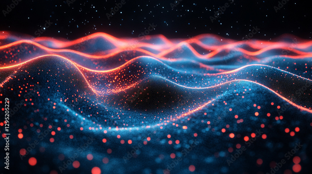 Fototapeta premium A conceptual digital representation of AI-driven quantum machine learning models analyzing climate data and optimizing energy efficiency, symbolizing innovation, sustainability, and advanced computing