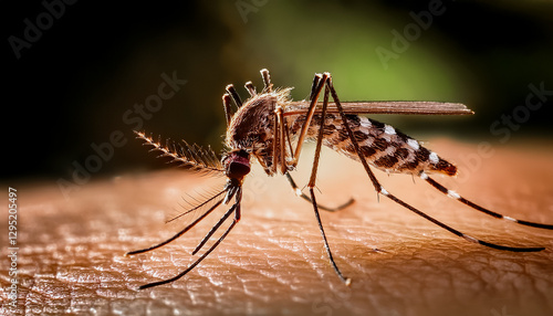 Wallpaper Mural Zica virus aedes aegypti mosquito on human skin,Dengue, Chikungunya, Mayaro, Yellow fever (dengue, zika, yellow fever mosquito) biting human skin, frontal view Torontodigital.ca