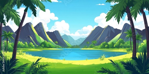 Tropical Island Lagoon Landscape