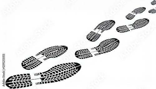 Human footprints tracking path on white background, Shoes trail track vector illustrations. Generated image