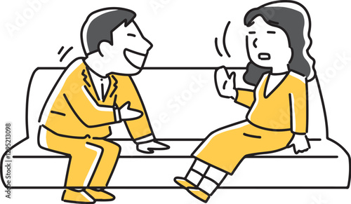 お願いする男性と断る女性