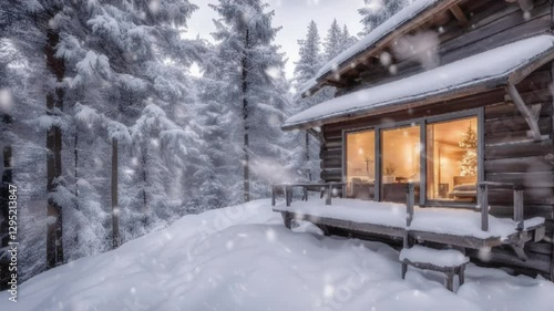 Wallpaper Mural cabin in the snow Torontodigital.ca