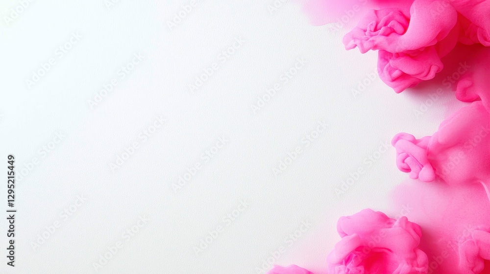 Abstract Pink Ink Cloud Bordering a Blank White Canvas Surface Ready for Creative Expressions Abstract Pink Ink Cloud Bordering a Blank White Canvas Surface Ready for Creative Expressions
