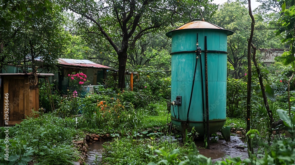 Serene Green Oasis: A Tranquil Garden Sanctuary with a Unique Water Feature Serene Green Oasis: A Tranquil Garden Sanctuary with a Unique Water Feature